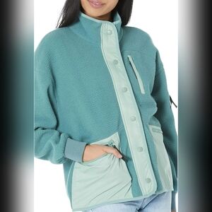 Nwt! Madewell MWL (Re)sourced Sherpa Snap-Front Jacket blue faded shale